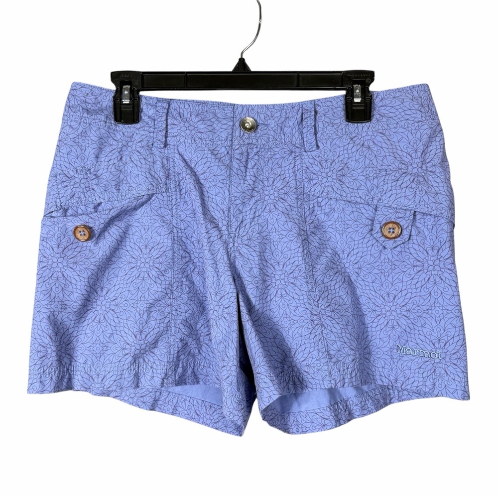 Marmot Ginny Shorts Womens 10 Blue Gorpcore Outdoor Hiking Stretch UPF 5” Inseam